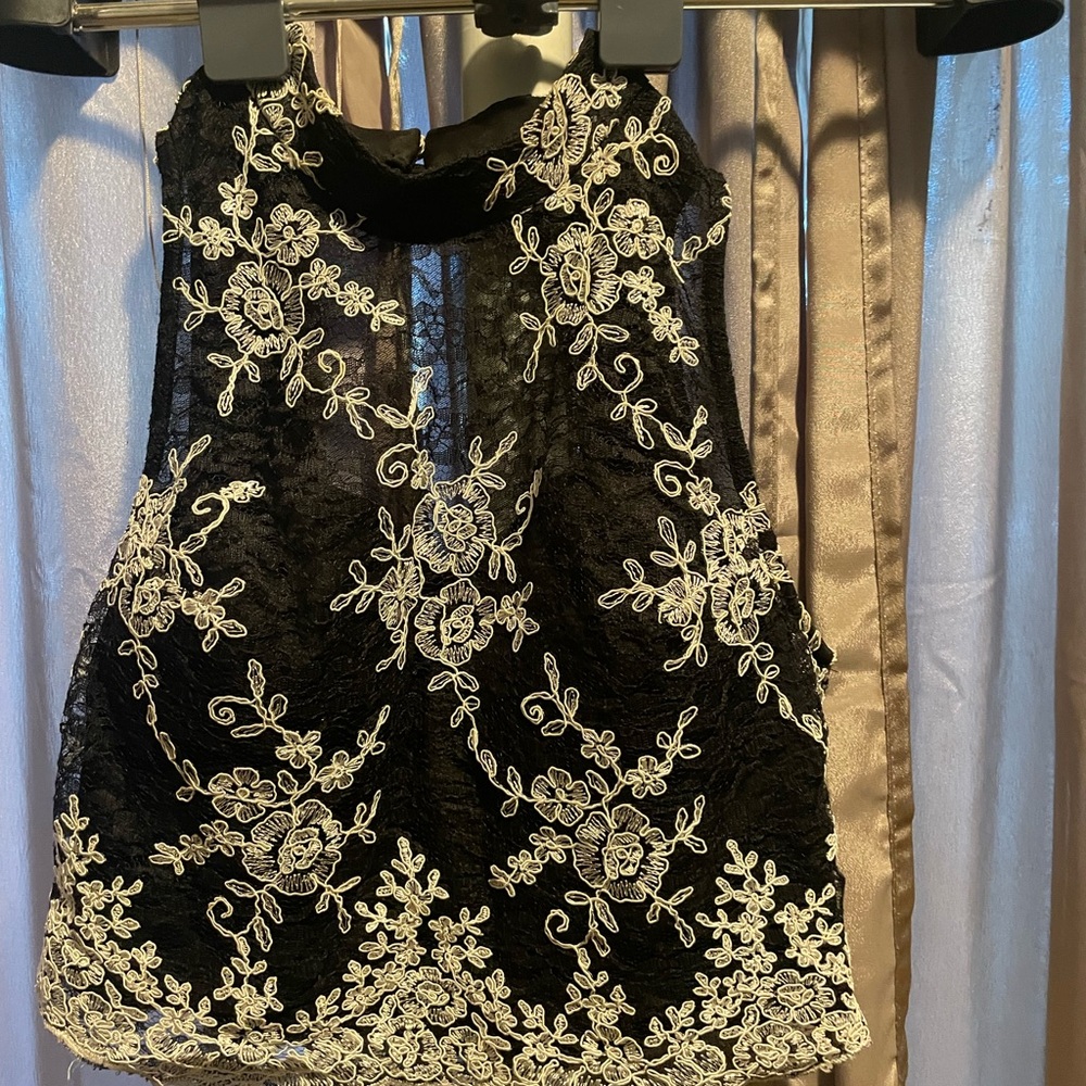 Love Reign Black Dress with White Embroidery